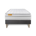 SEPTNUITS Matelas + sommier kit gris Memo Luxe Ressorts ensachés + mémoire de forme MAXI épaisseur. Coloris disponibles : Gris