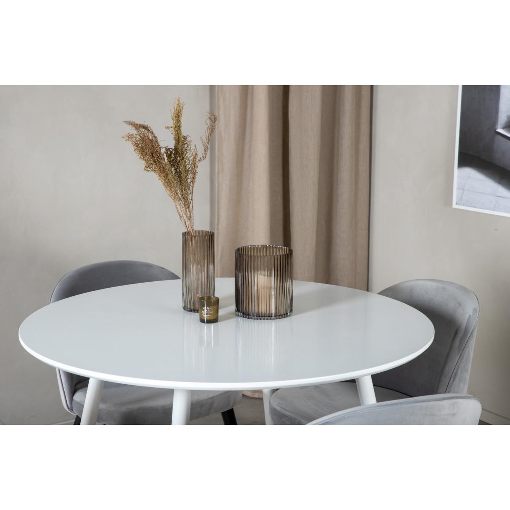 Voir la diapositive 6 : Paris Prix Ensemble table à manger & 4 chaises  plaza i & velvet  100cm blanc & gris