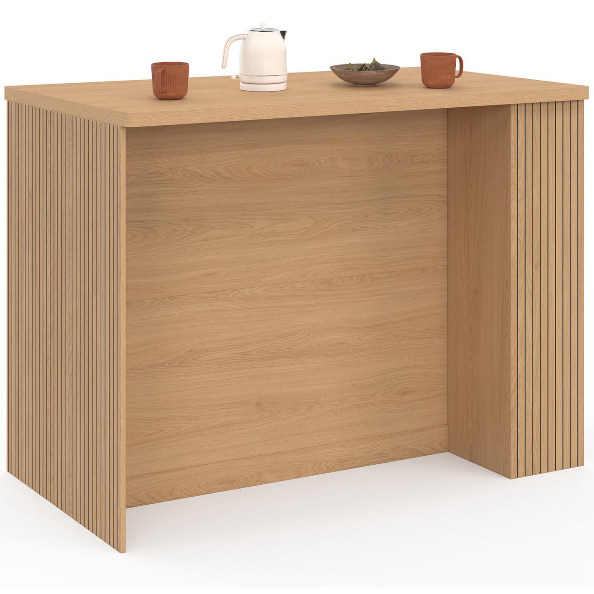 Voir la diapositive 4 : ID MARKET Ilot central juliette 120 cm effet lattes tasseau de bois