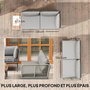 Voir la diapositive 4 : OUTSUNNY Salon de jardin design modulable 4 places 3 pièces acier coussins gris étagère plateau bois acacia