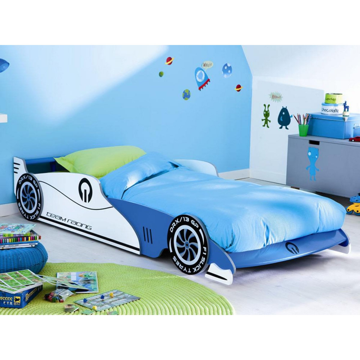 Habitat et Jardin Lit  Grand prix  bleu - 90 x 190/200 cm