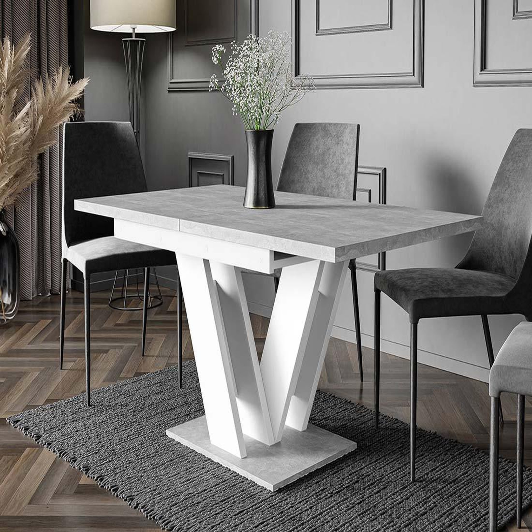 Voir la diapositive 6 : BEST MOBILIER Xandriel - table à manger extensible - gris et blanc - 4 à 6 personnes