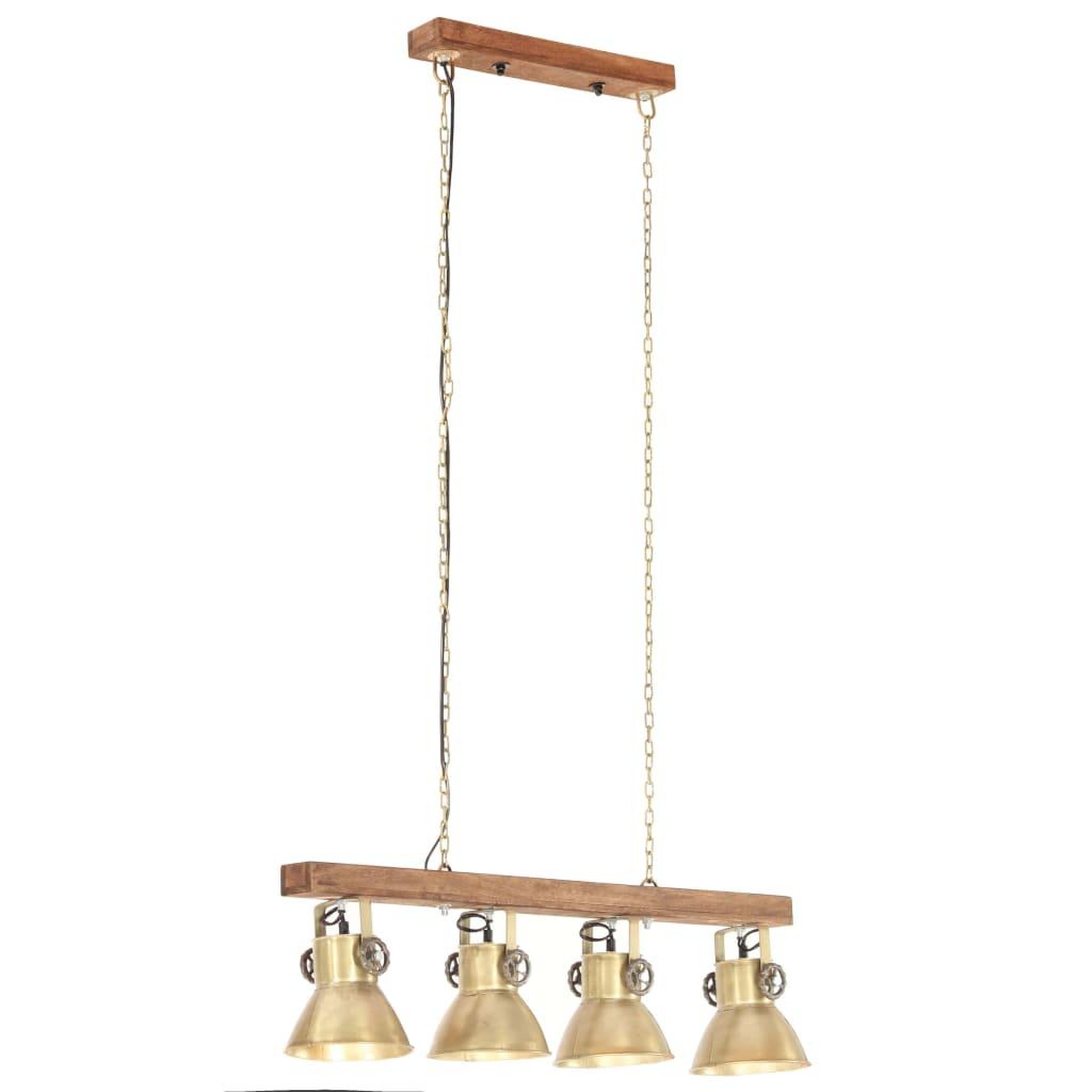 Voir la diapositive 3 : VIDAXL Plafonnier industriel Laiton E27 Bois de manguier