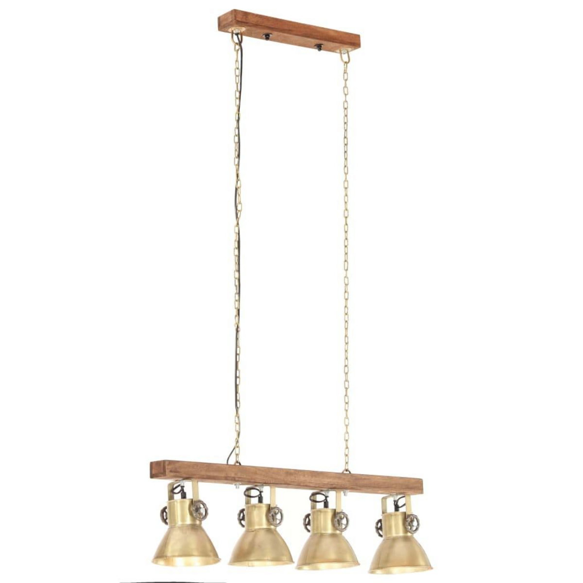 VIDAXL Plafonnier industriel Laiton E27 Bois de manguier