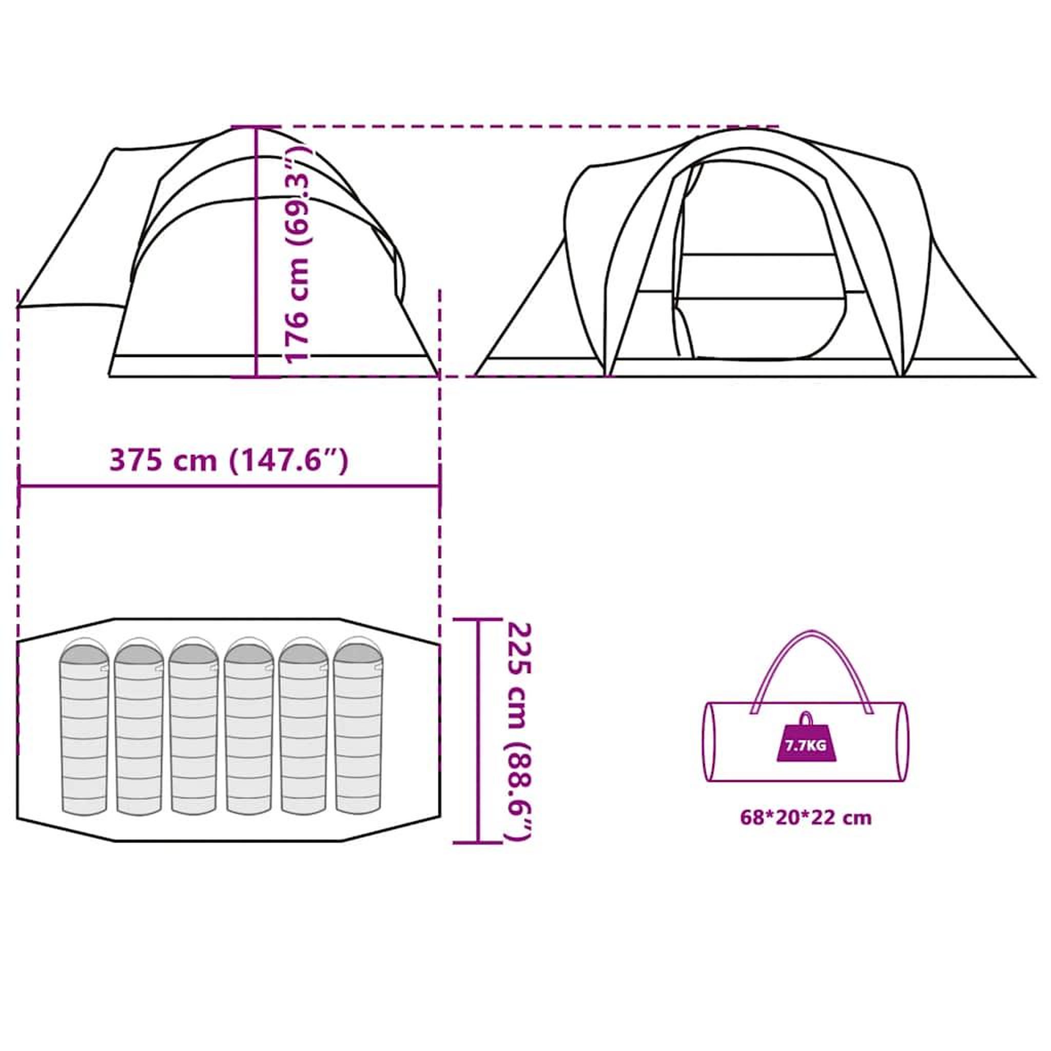 Voir la diapositive 6 : VIDAXL Tente familiale a dome 6 personnes camouflage impermeable