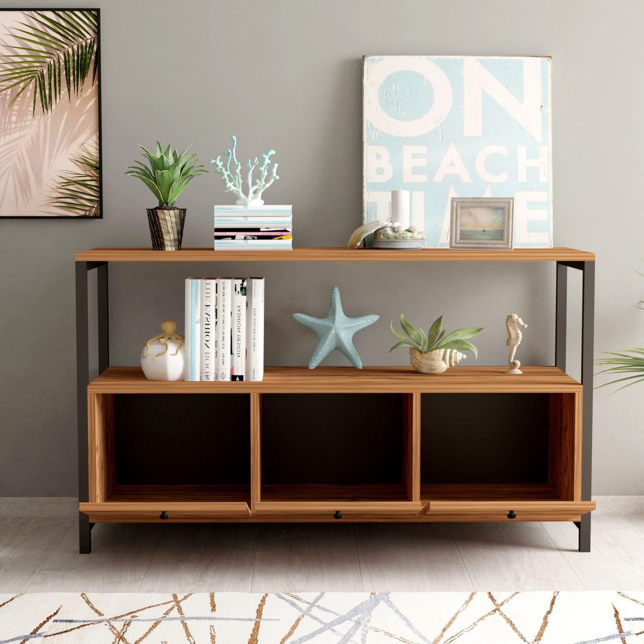 Voir la diapositive 4 : Habitat et Jardin Buffet en bois  Nero  - 120 x 30 x 75 cm - Pin atlantique Noir