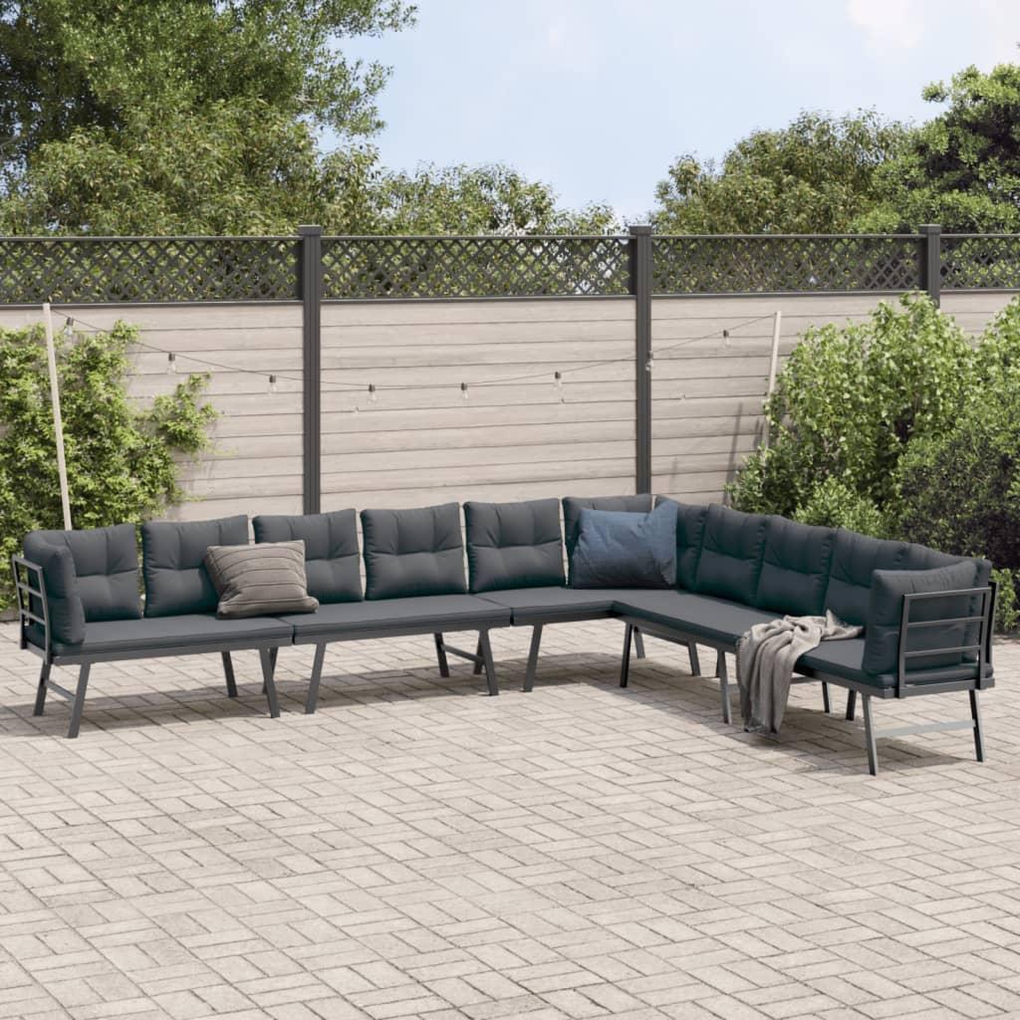 VIDAXL Bancs de jardin avec coussins lot de 4 acier enduit de poudre