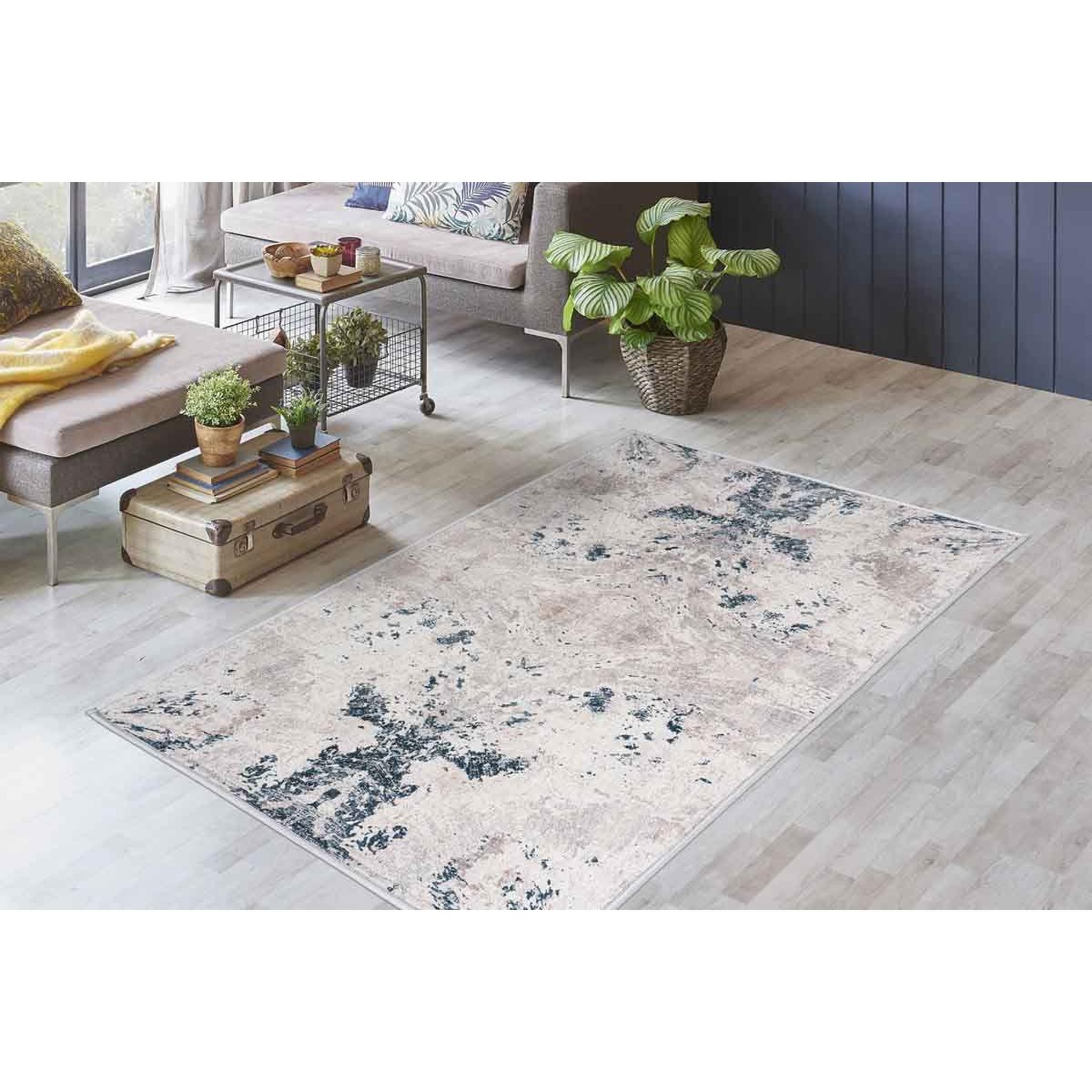 Voir la diapositive 5 : Paris Prix Tapis Déco Rectangulaire Tissé  Maika IV  Gris & Beige