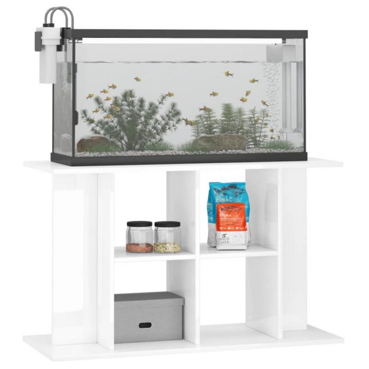 VIDAXL Support d aquarium blanc brillant 100x40x60cm bois d ingénierie