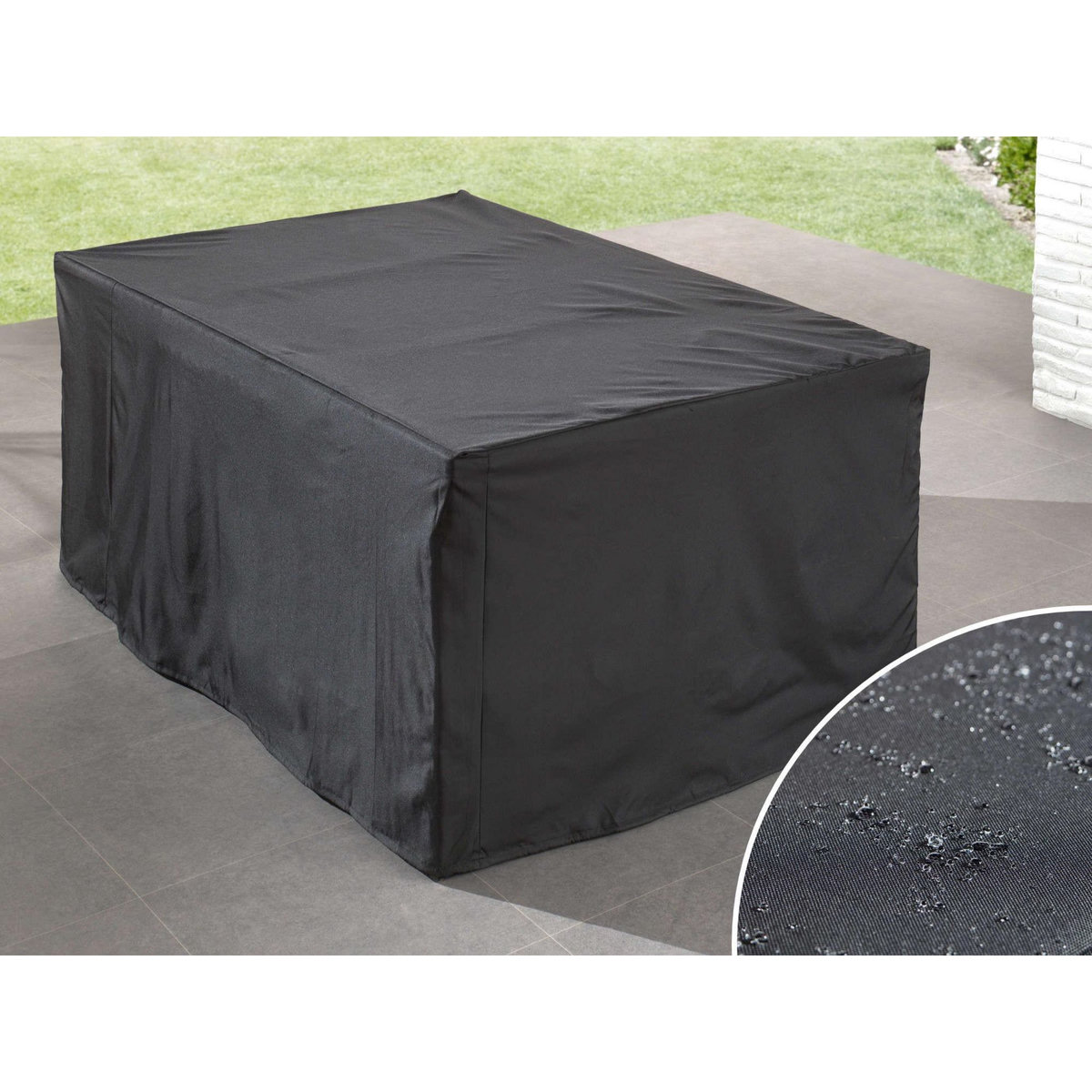 BEST MOBILIER Cuba - salon de jardin encastrable 10 places - en résine tressée - noir avec coussins gris + housse de protection