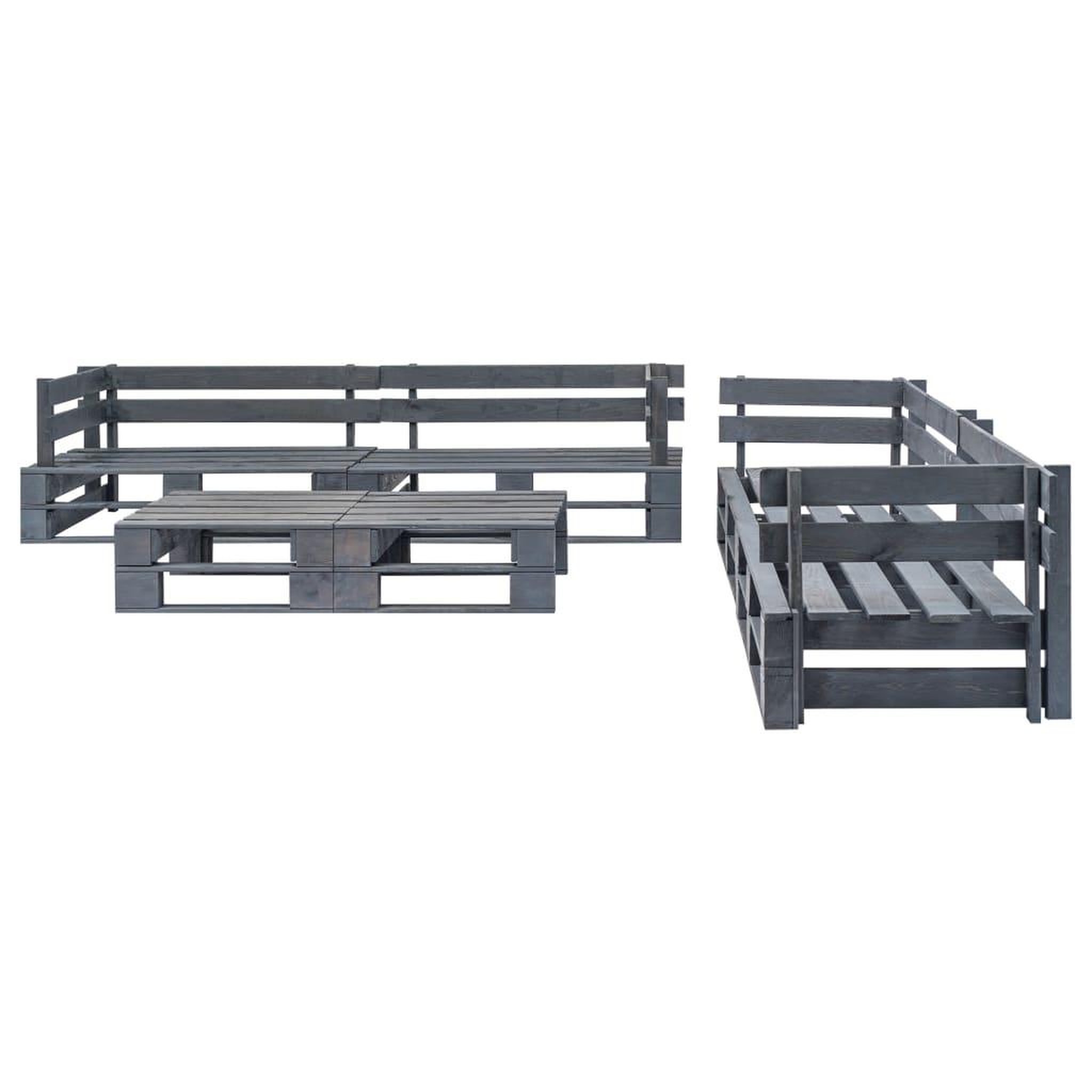 Voir la diapositive 4 : VIDAXL Salon palette de jardin 6 pcs avec coussins gris bois