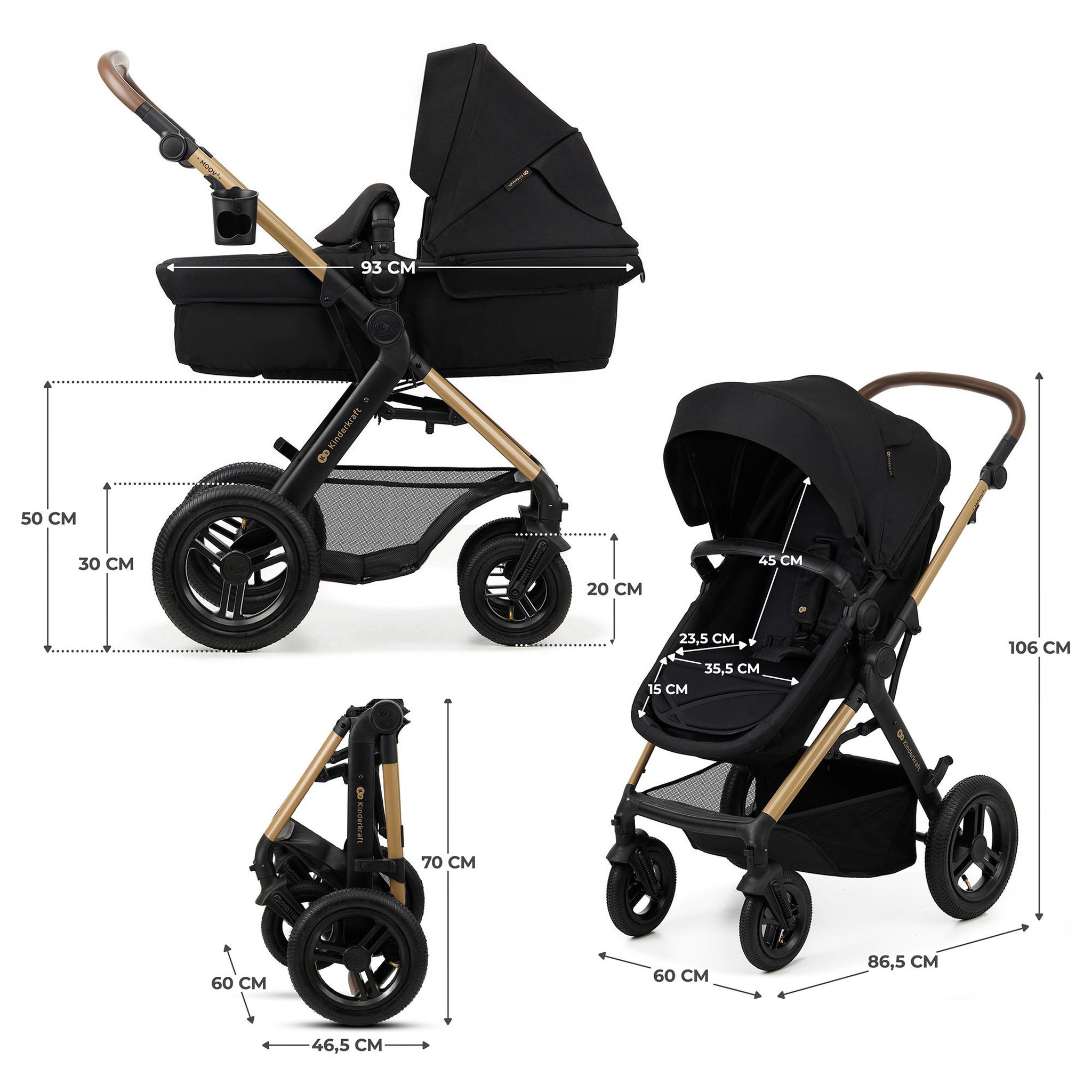 Voir la diapositive 6 : KINDERKRAFT Poussette 4en1 moov 2 pratique et confortable
