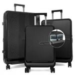 David Jones Lot 3 valises rigides dont 1 cabine porte-ordinateur 16  TSA. Coloris disponibles : Noir