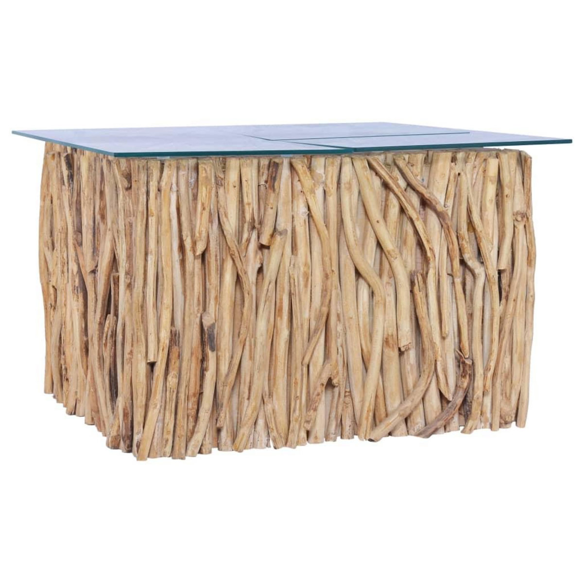 VIDAXL Table basse avec dessus en verre 66x66x40cm Bois de teck massif