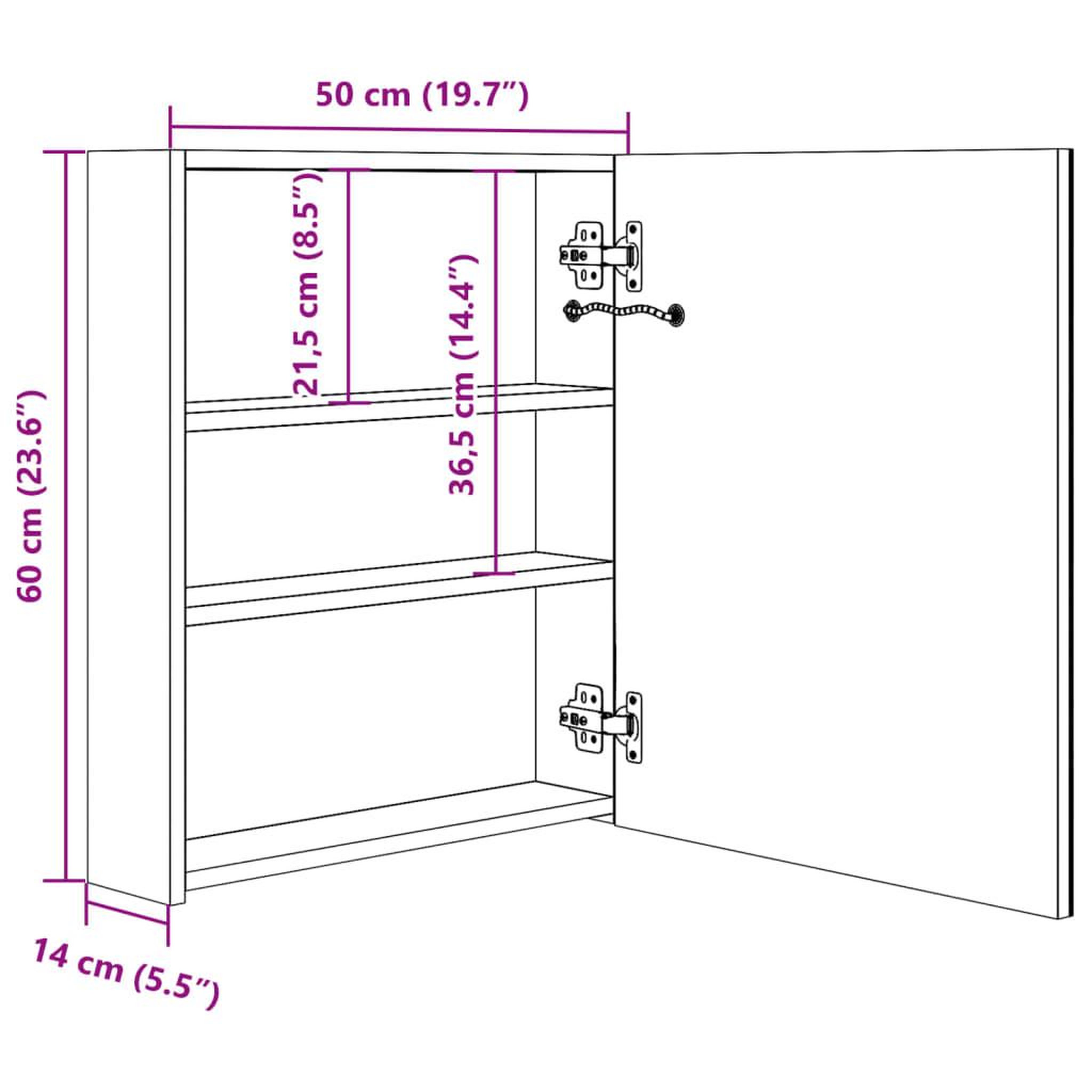 Voir la diapositive 6 : VIDAXL Armoire de salle de bain a miroir LED Gris beton 50x14x60 cm