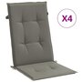 Voir la diapositive 2 : VIDAXL Coussins de chaise a dossier haut lot de 4 gris fonce melange