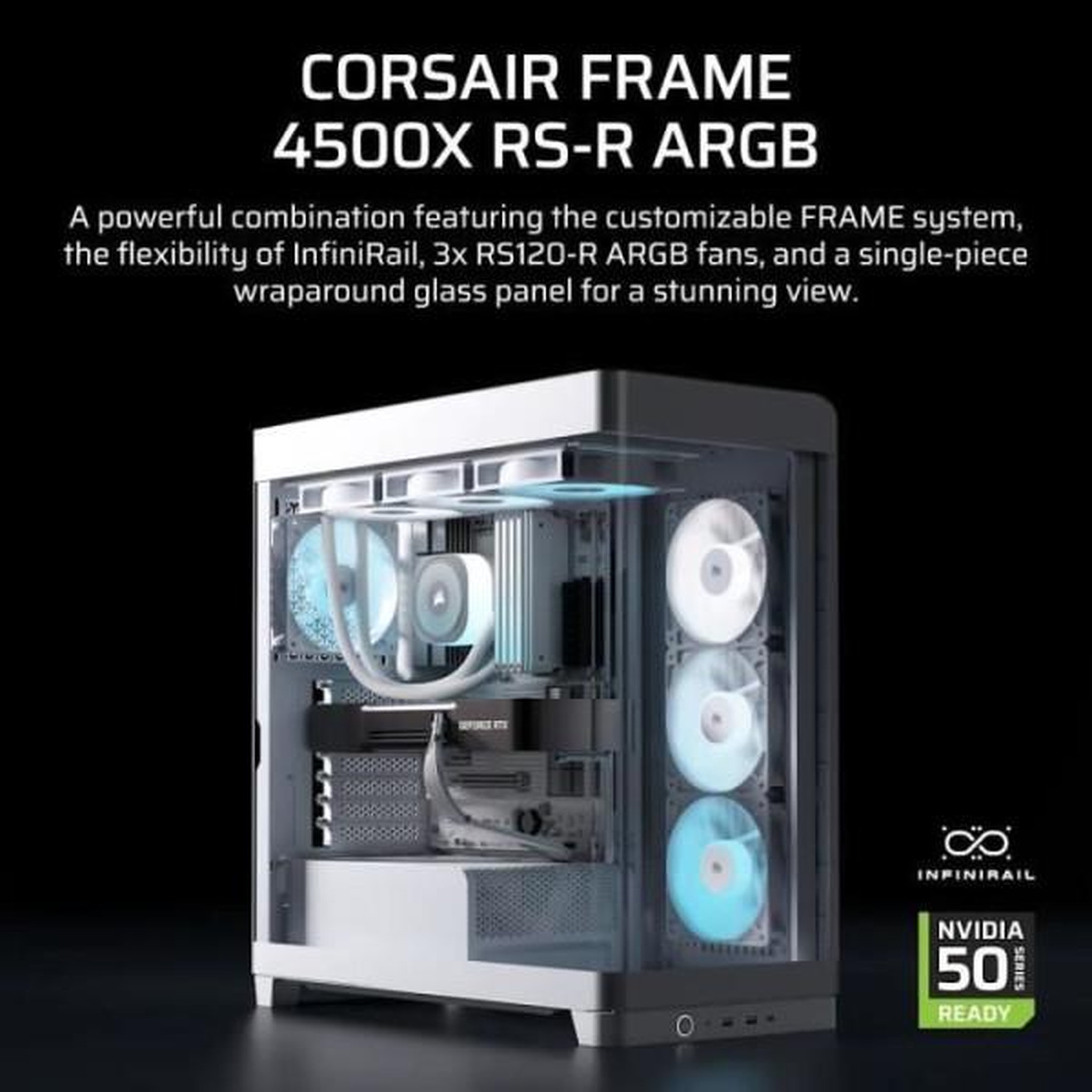Voir la diapositive 2 : Corsair Boitier pc - corsair - frame 4500x rs-r argb tempered glass mid-tower - 2 radiateurs - blanc