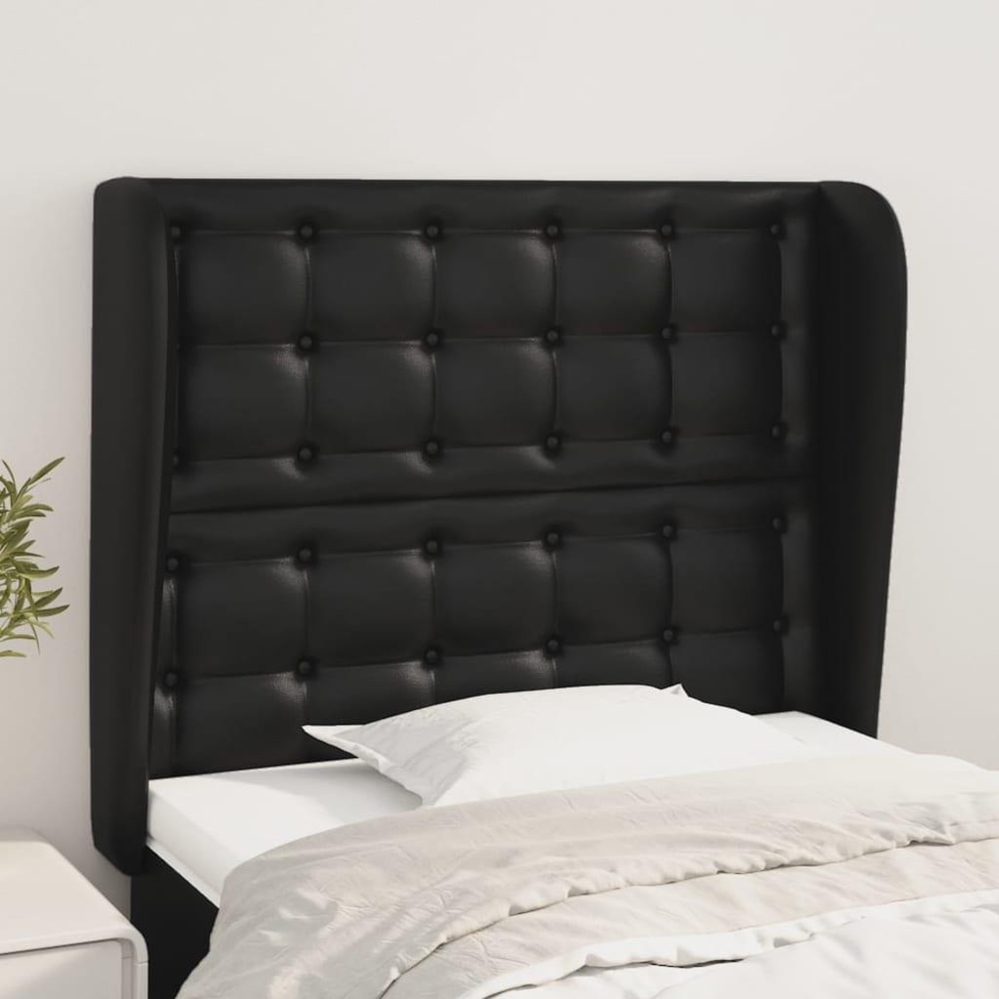 Voir la diapositive 1 : VIDAXL Tete de lit avec oreilles Noir 93x23x118/128 cm Similicuir
