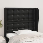 VIDAXL Tete de lit avec oreilles Noir 93x23x118/128 cm Similicuir