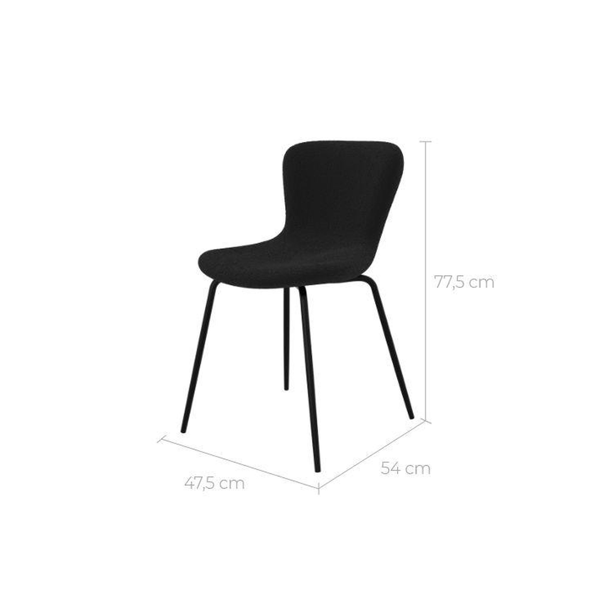 Voir la diapositive 4 : MAISON PAVANE Lot de 2 chaises effet laine bouclette noire et pieds en métal-koko