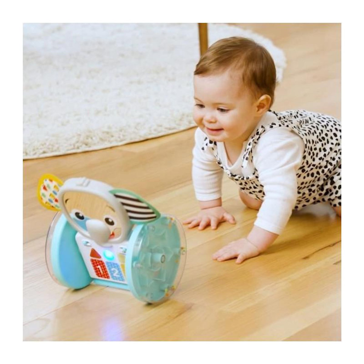 BABY EINSTEIN BABY EINSTEIN Jouet a roulettes Petit Eléphant, Musique et Lumieres, Interactif et Multilingue, Développement de la motricité