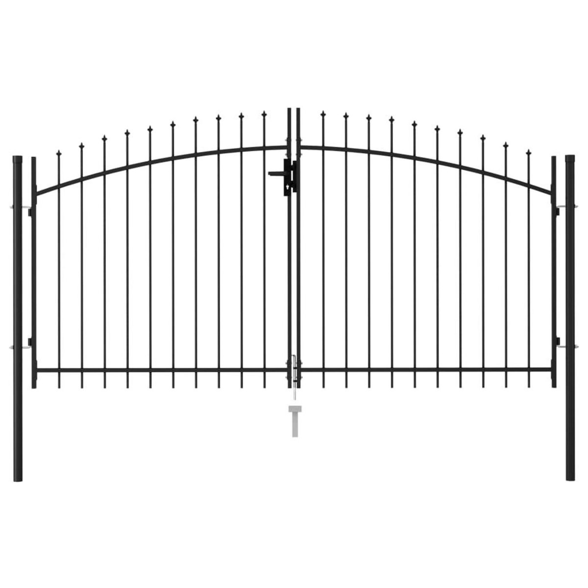 VIDAXL Portillon double porte avec dessus a pointe Acier 3x1,5 m Noir