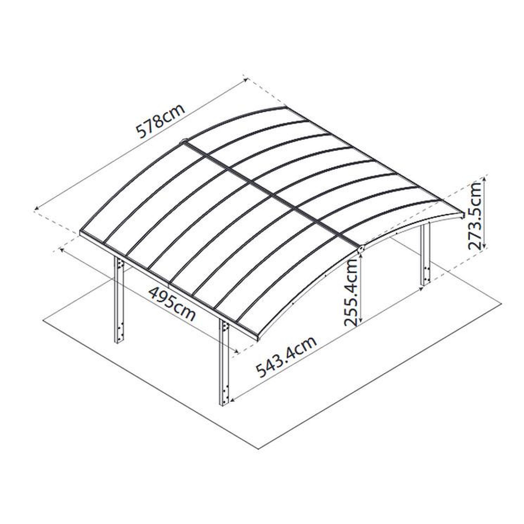 Voir la diapositive 2 : Palram Carport double 28.6m² gris anthracite - 704950