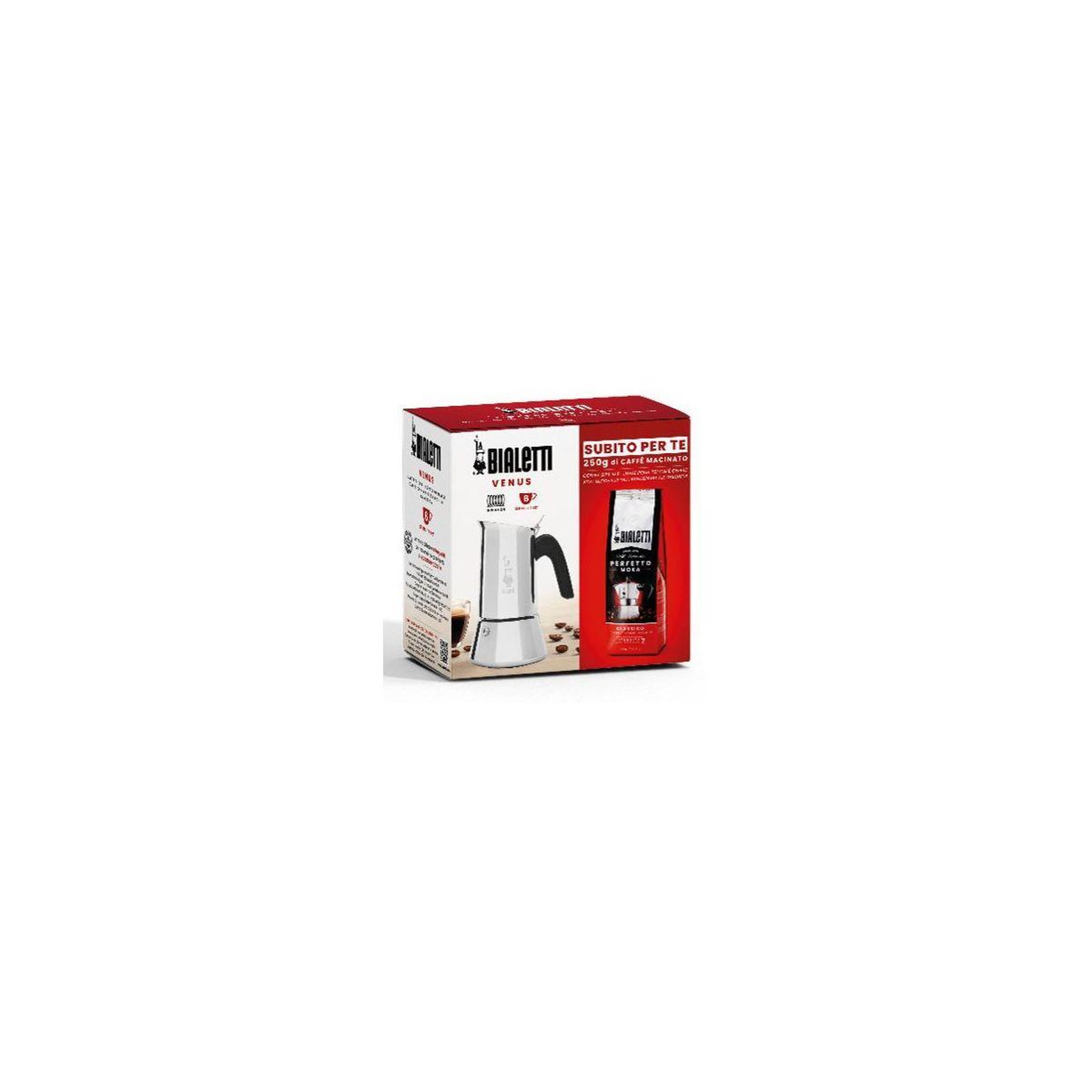 Voir la diapositive 2 : BIALETTI Cafetière italienne dont induction Venus - capacité 6 tasses + Café Perfetto moka classic 250g