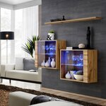 Paris Prix Lot de 2 Vitrines Murales & Étagère  Switch SBIII  130cm Naturel