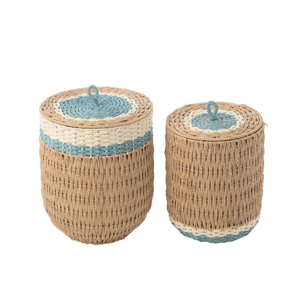 Paris Prix Lot de 2 Paniers Enfant  Doug  43cm Naturel & Bleu