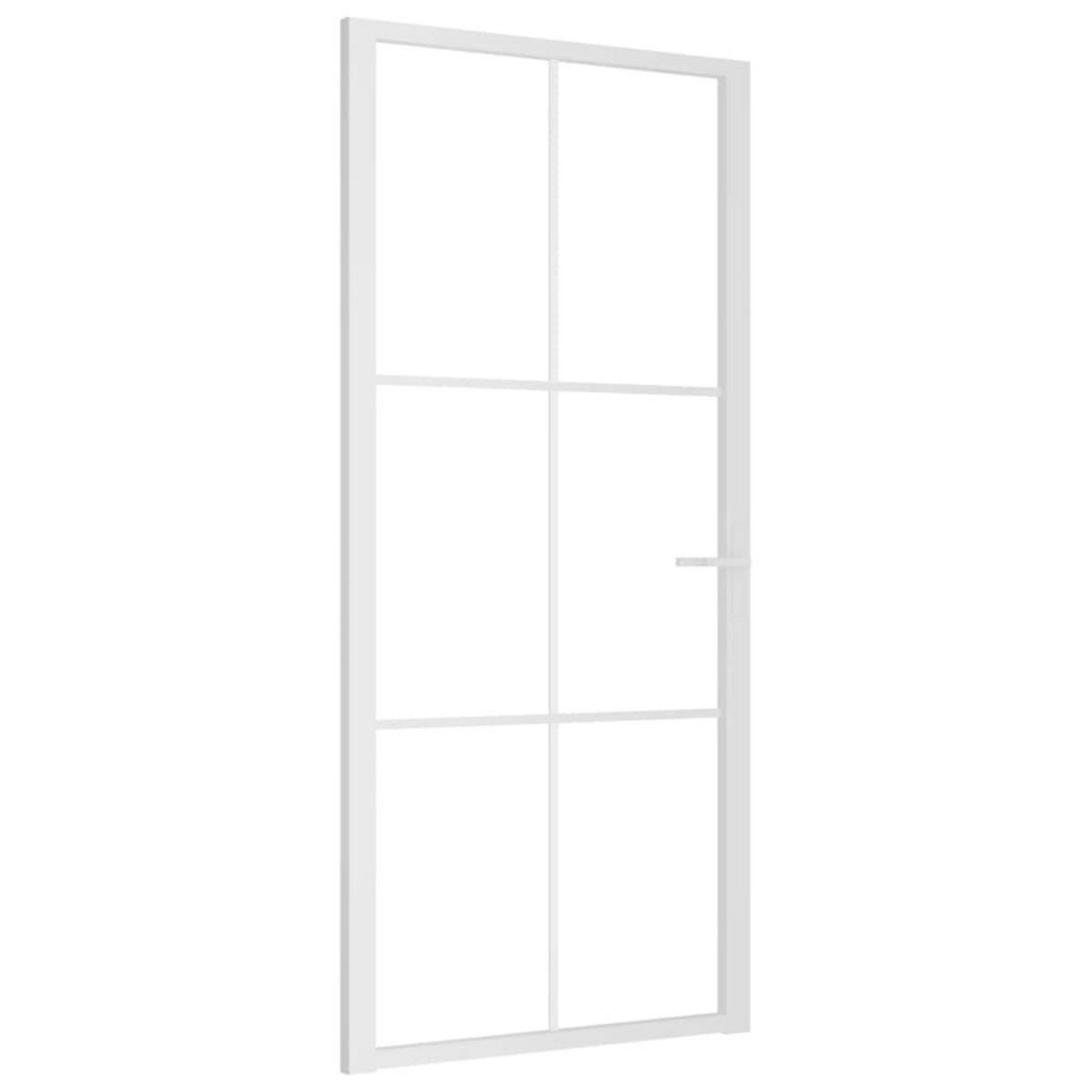 VIDAXL Porte interieure 93x201,5 cm Blanc Verre ESG et aluminium