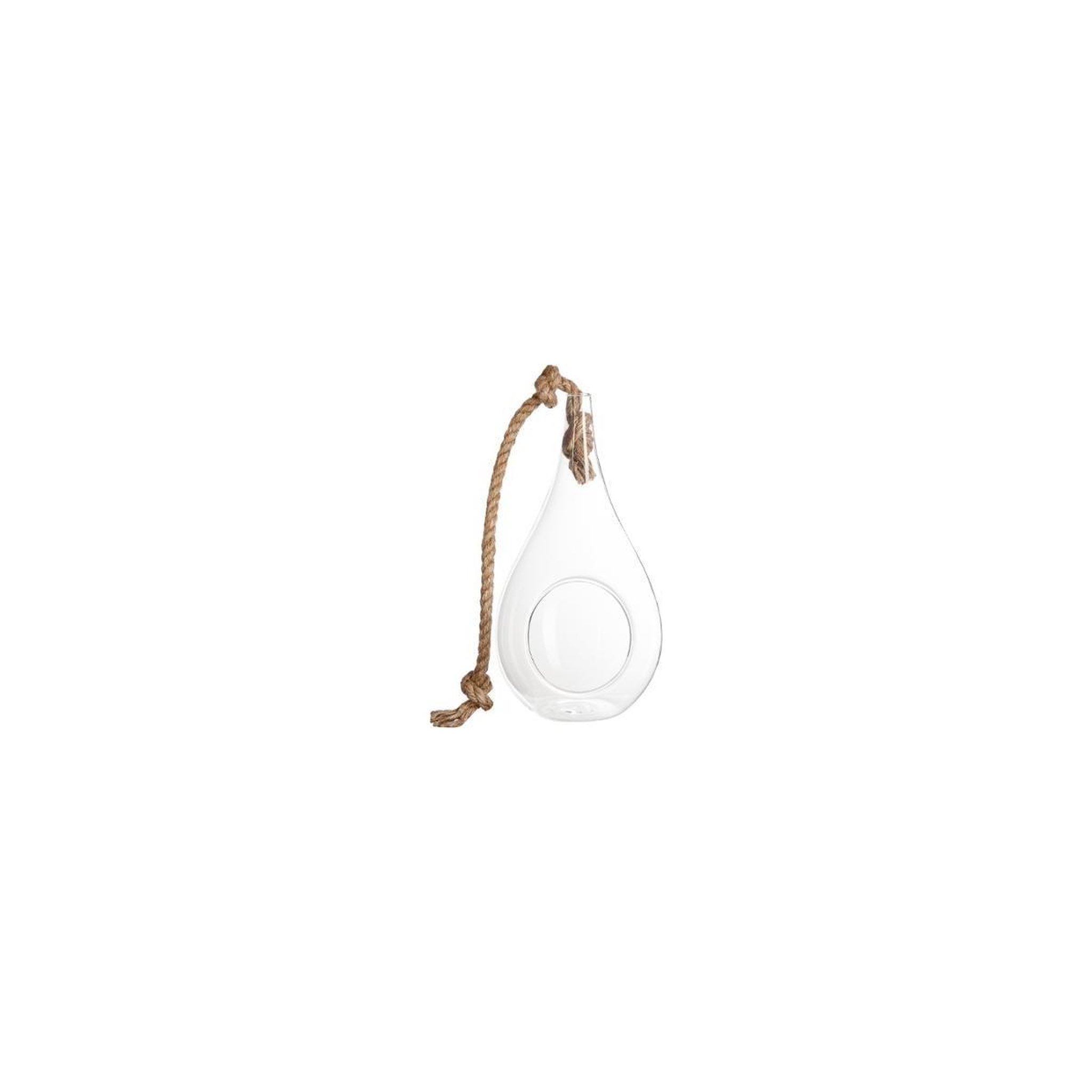 Voir la diapositive 2 : ATMOSPHERA Vase suspendu & corde  goutte  25cm transparent