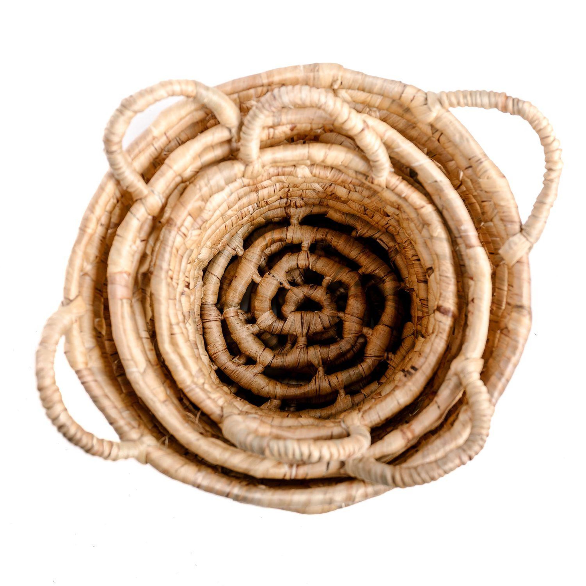Voir la diapositive 4 : KB8 Set de 3 paniers tressés en jacinthe d'eau - Beige