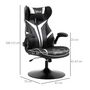 Voir la diapositive 3 : VINSETTO Fauteuil gaming base ronde métal pivotante 360° hauteur réglable tétière accoudoirs relevables PVC blanc noir