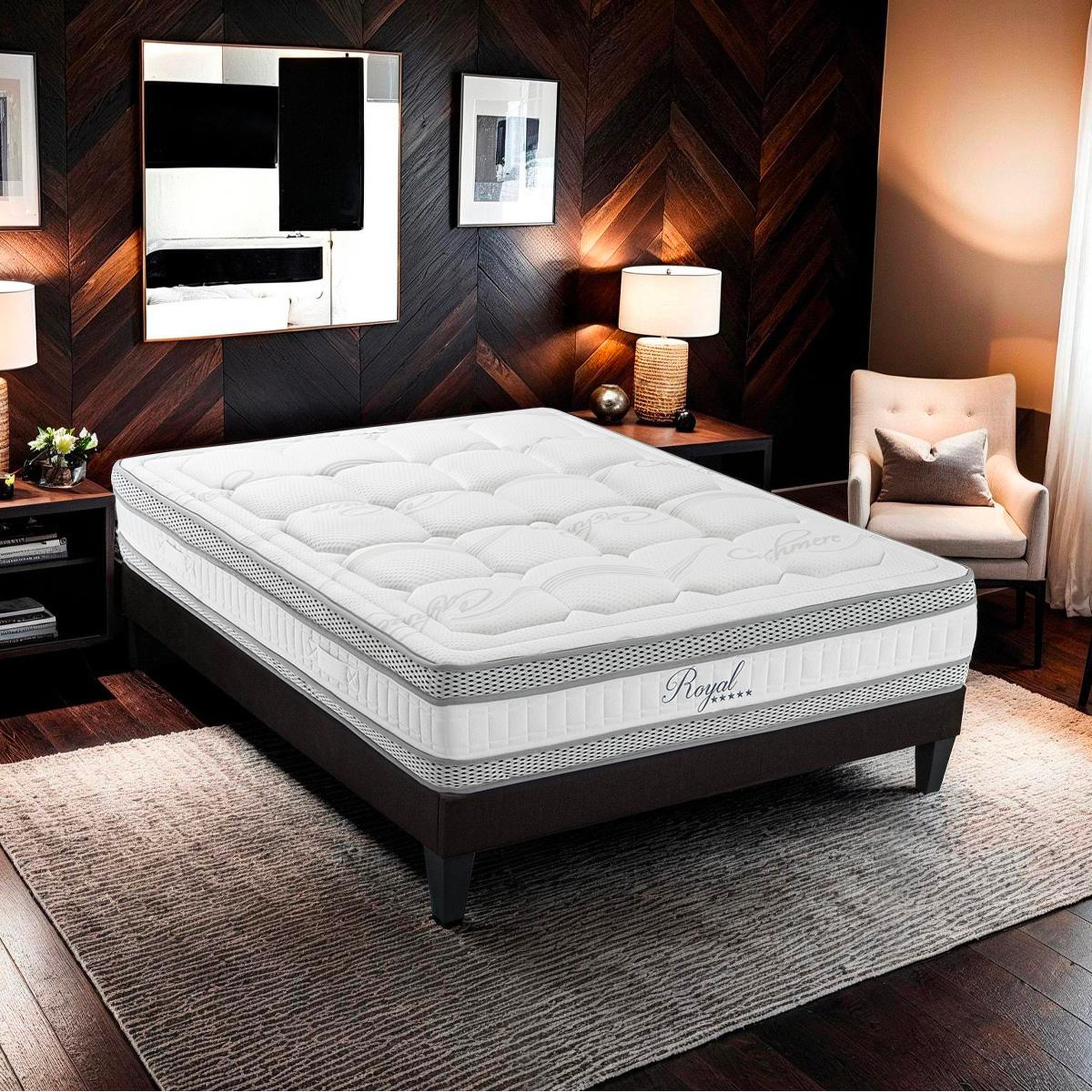 Voir la diapositive 3 : HYPSOM HYPSOM | Ensemble ROYAL 5* | Matelas Mémoire de forme + Sommier Bois