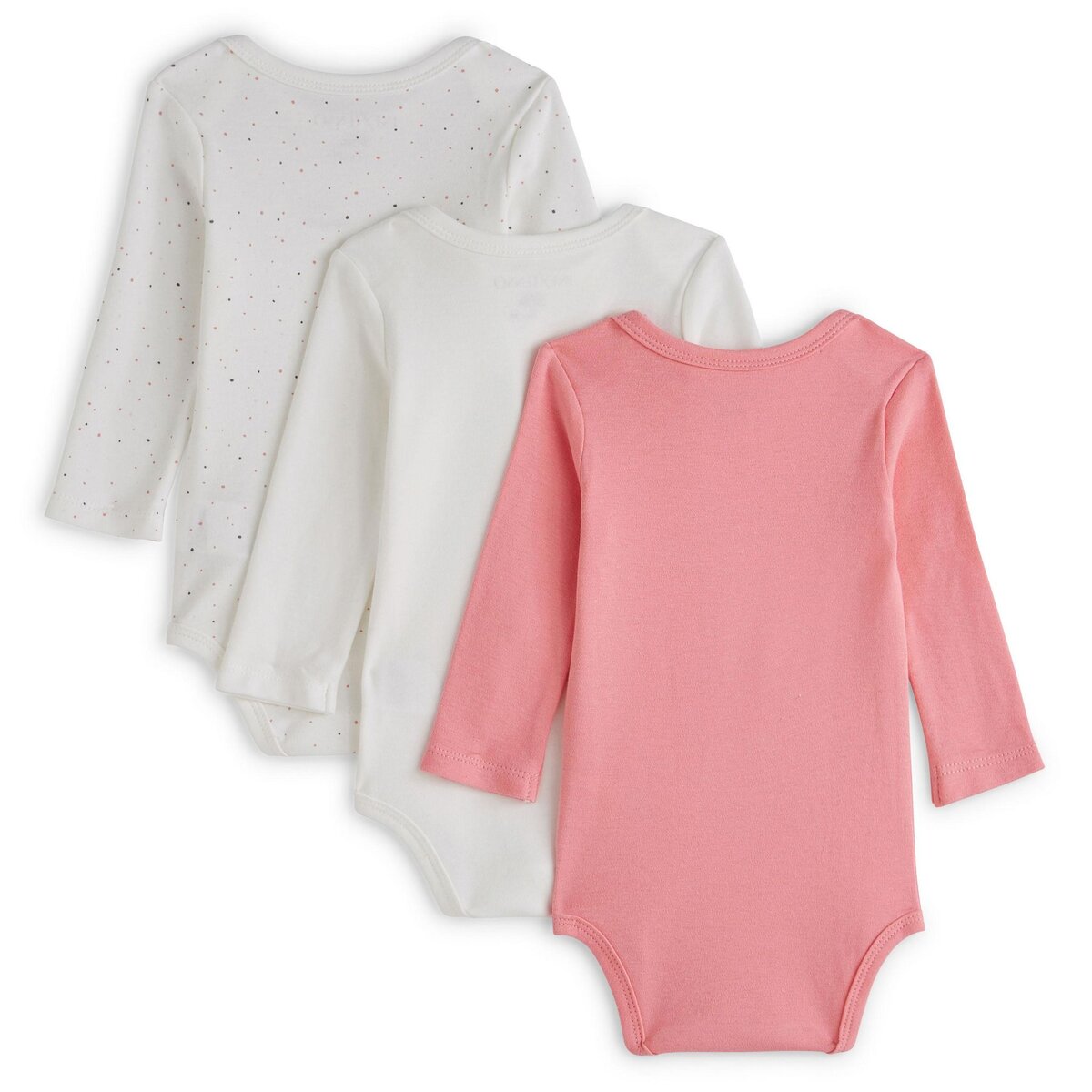 IN EXTENSO Lot de 3 bodies manches longues coton bio bébé fille