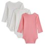Voir la diapositive 2 : IN EXTENSO Lot de 3 bodies manches longues coton bio bébé fille