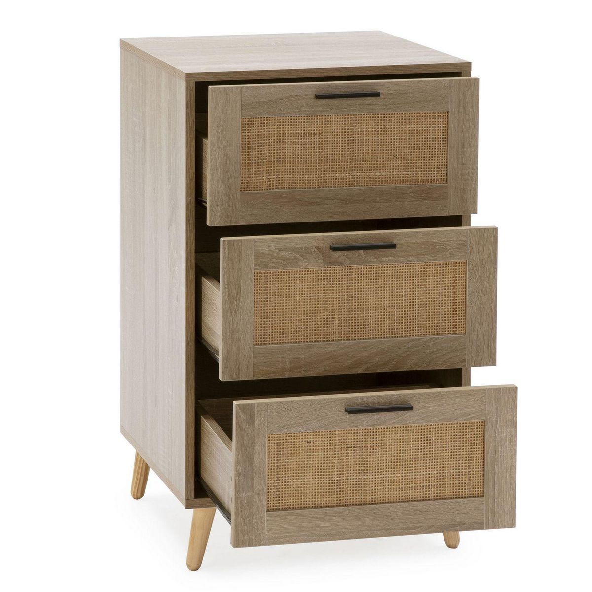 VS VENTA-STOCK Chiffonnier nuit Dalia 4 tiroirs couleur chêne, 80 cm longueur