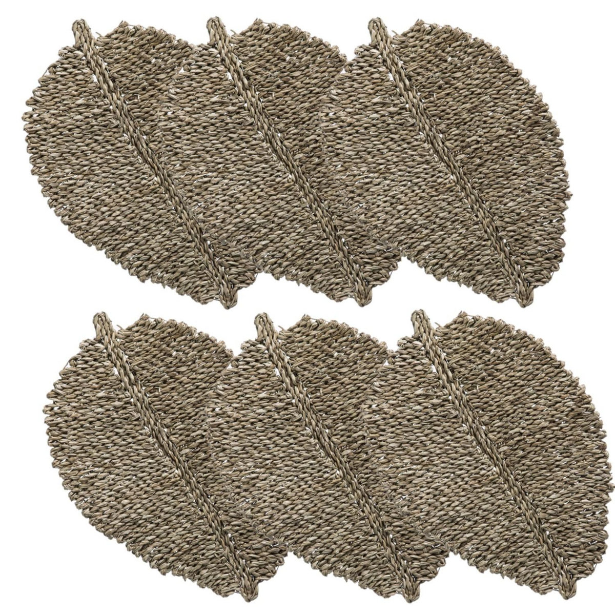 TOILINUX Lot de 6 sets de table feuille en roseau - 48 x 38 cm - Marron