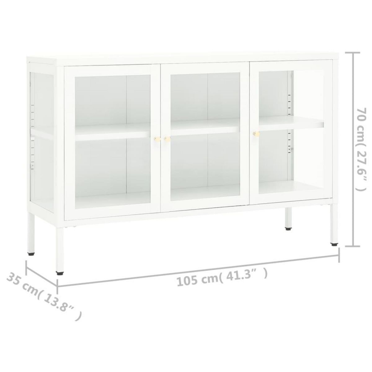 VIDAXL Buffet Blanc 105x35x70 cm Acier et verre