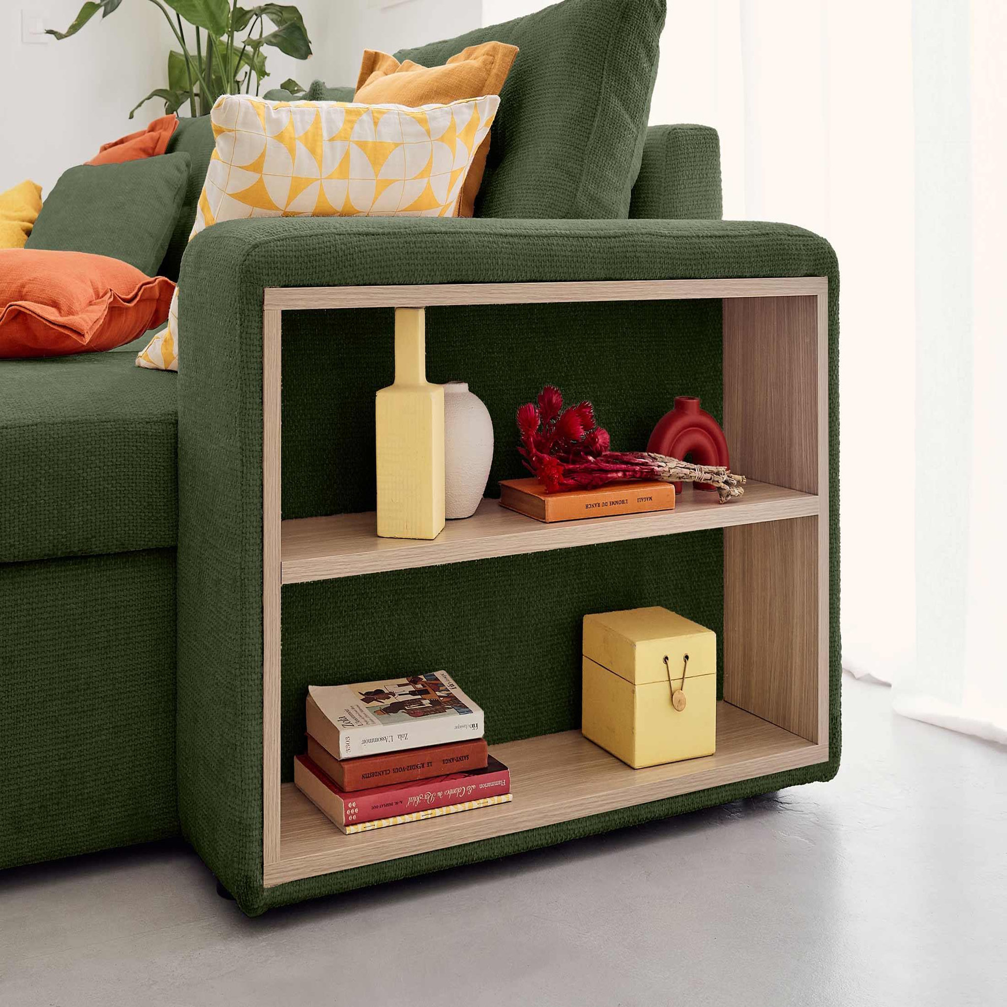 Voir la diapositive 6 : BEST MOBILIER California - canapé d'angle réversible 4 places - convertible avec coffre, étagère et poufs - en velours texturé