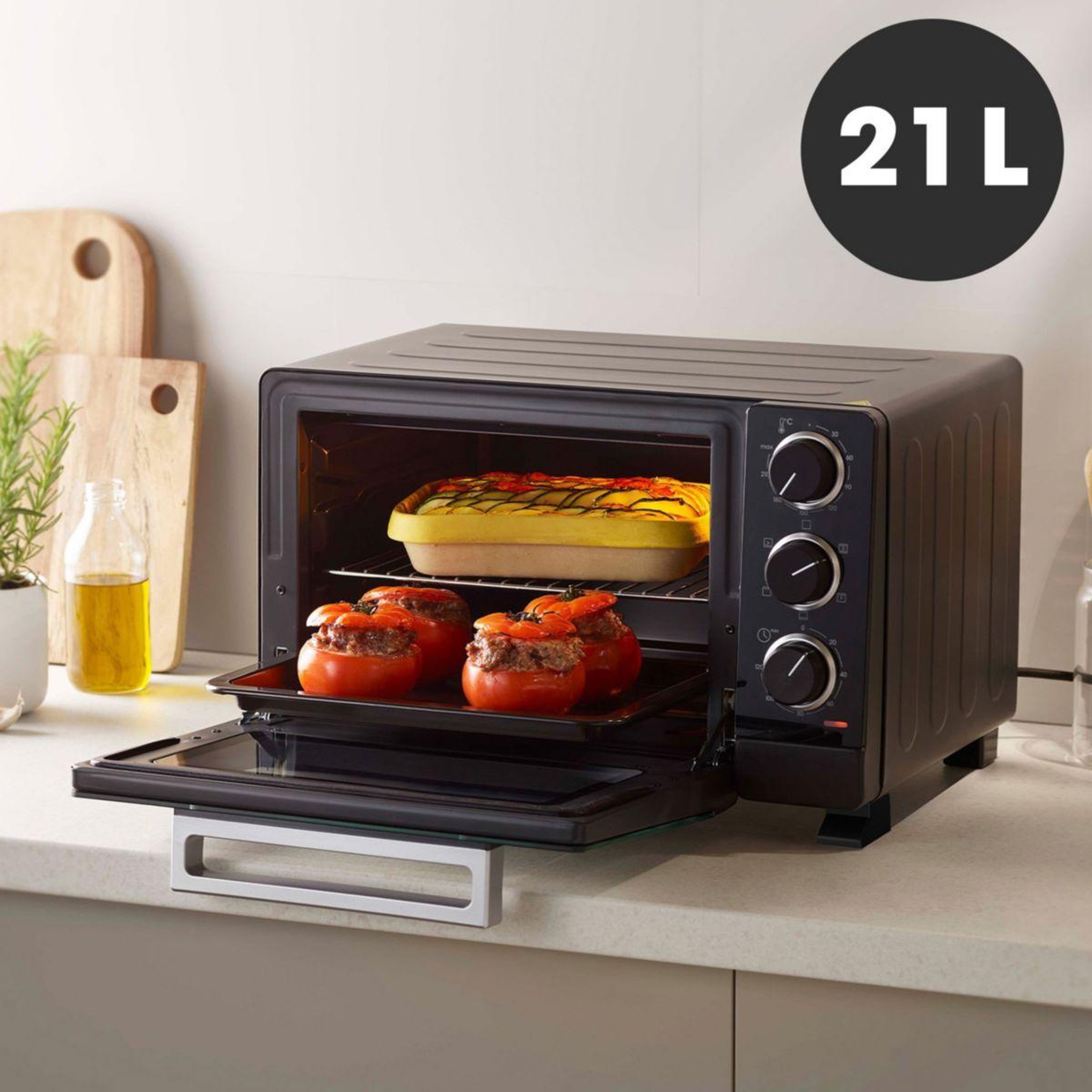Voir la diapositive 5 : LAGRANGE Mini four 719001 chaleur tournante 21L - 250°C - 120 min - Noir
