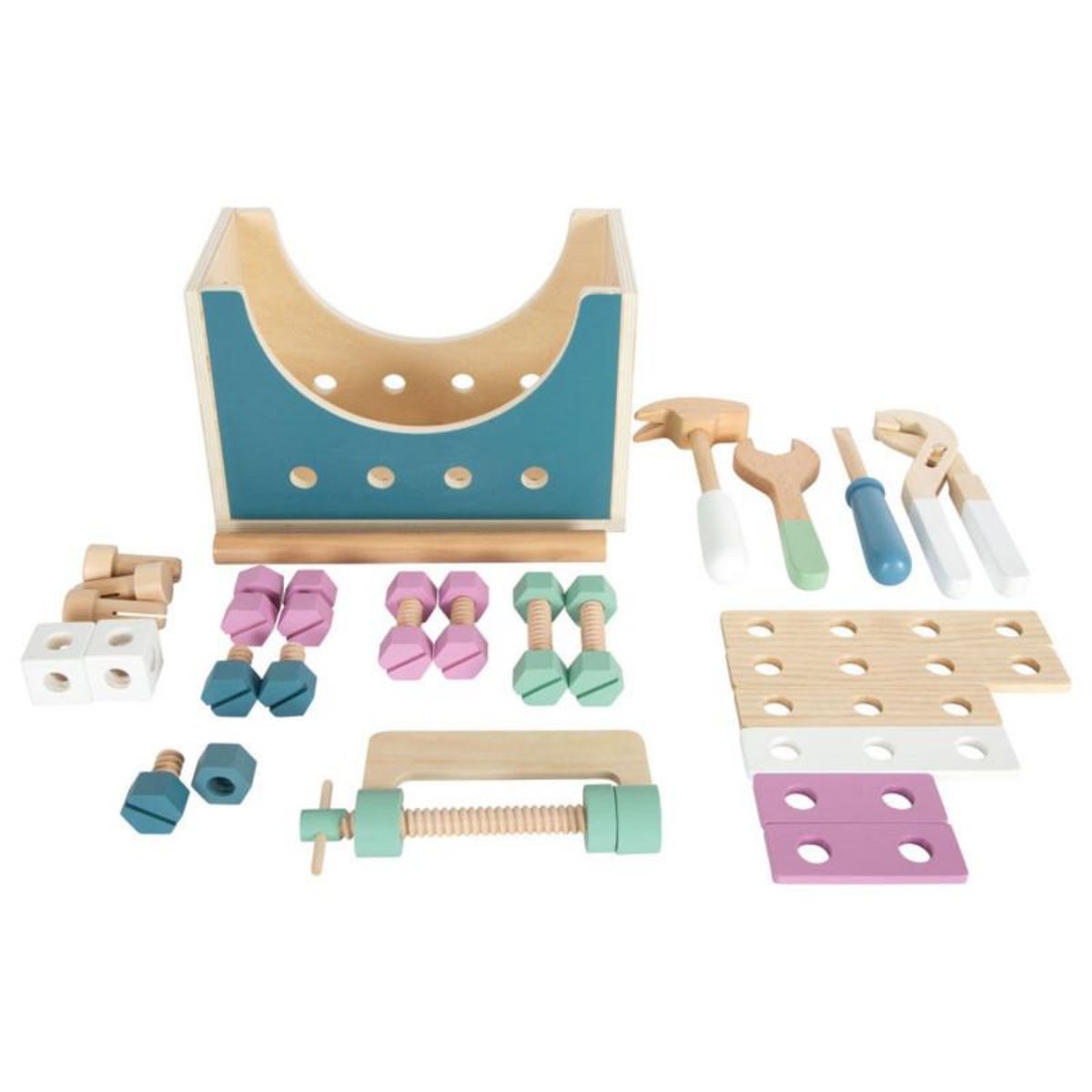SMALL FOOT Small Foot - Wooden Toolbox Nordic 2in1, 28pcs. 12213