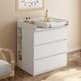 Voir la diapositive 2 : ID MARKET Commode à langer évolutive AMBRE blanc 3 tiroirs table à langer et 2 étagères amovibles