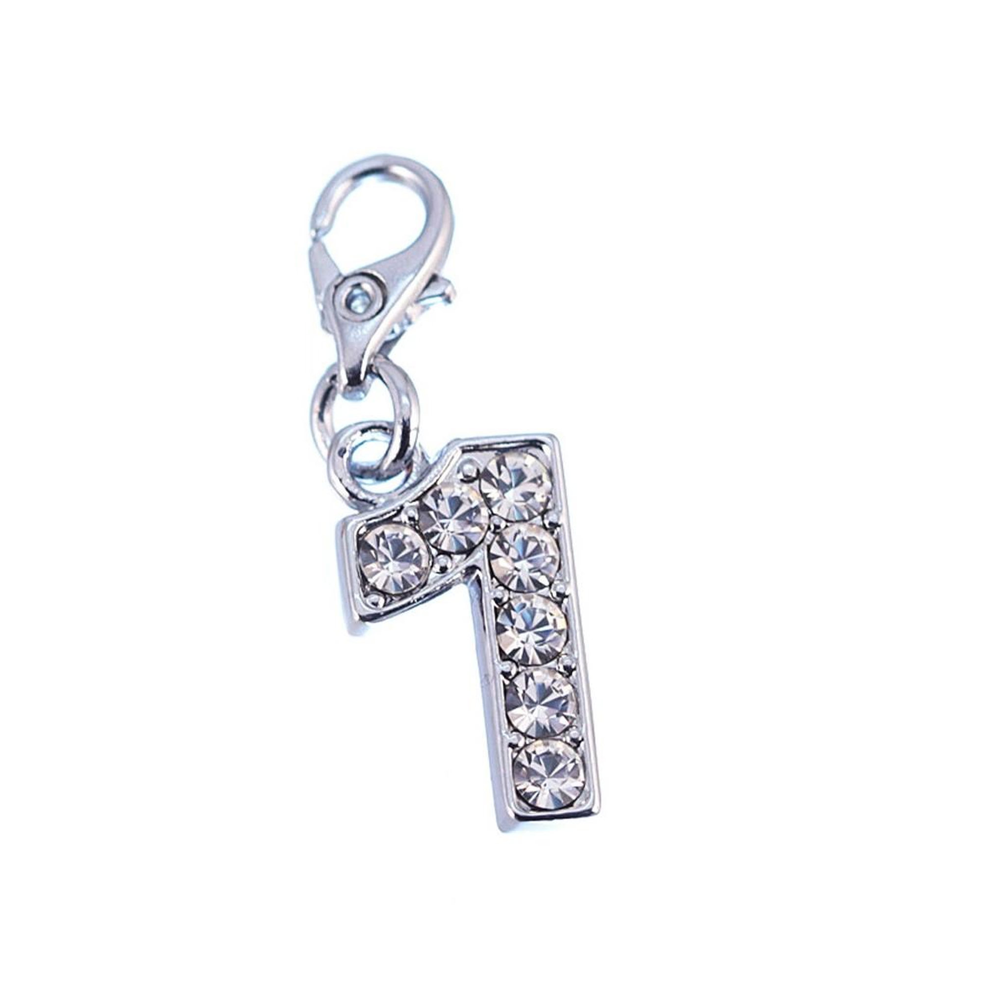 SC CRYSTAL Charm Chiffre 1 SC Crystal orné de Cristaux scintillants