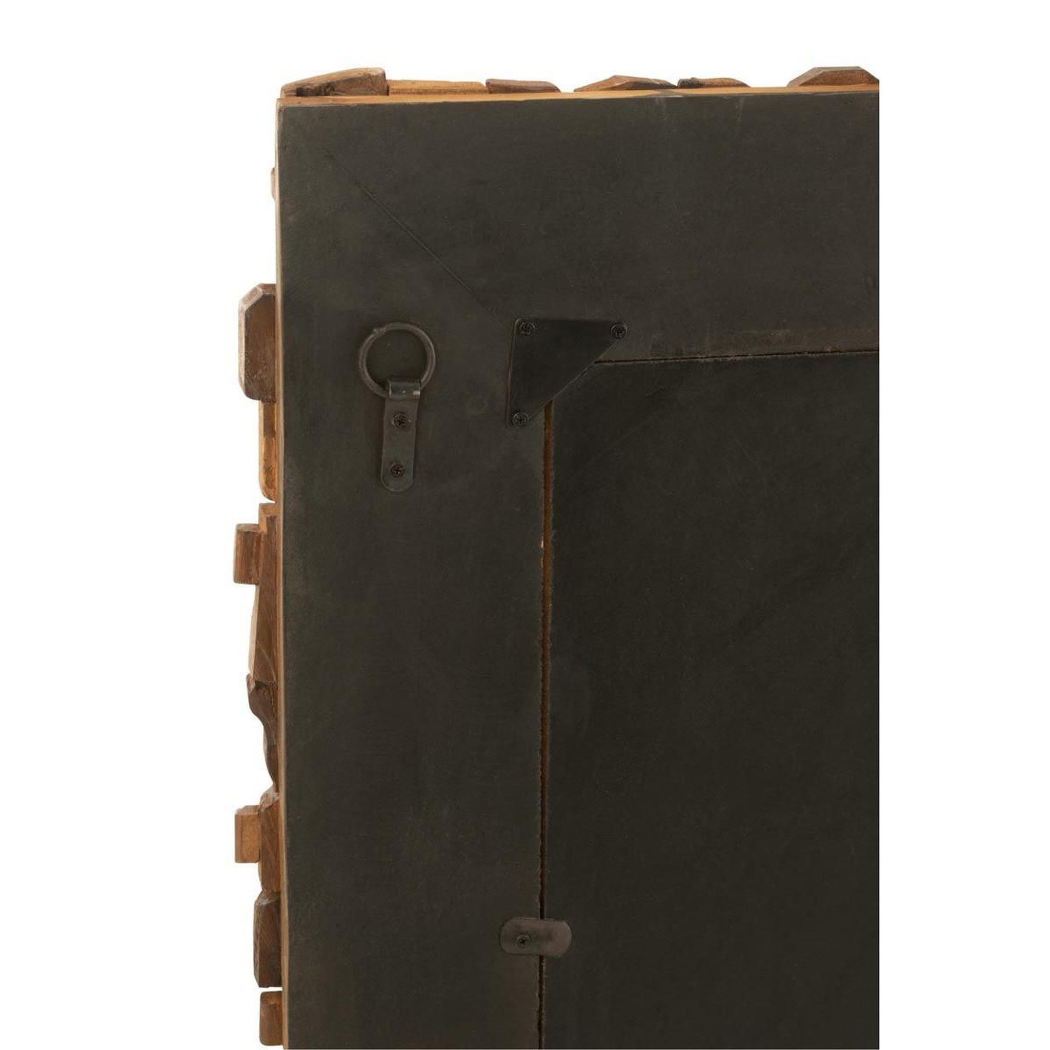 Voir la diapositive 4 : J-LINE Miroir Mural en Bois  Syma  90cm Marron