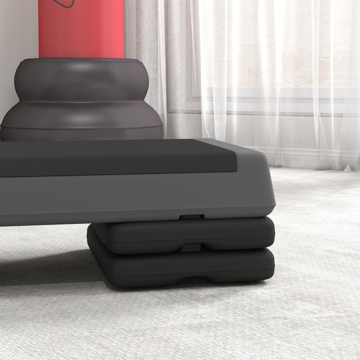 HOMCOM Stepper fitness hauteur réglable max. 250Kg gris noir