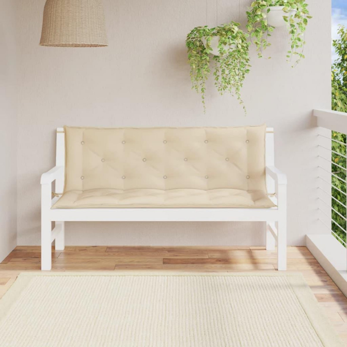 VIDAXL Coussins de banc jardin lot de 2 beige 150x50x7 cm tissu Oxford