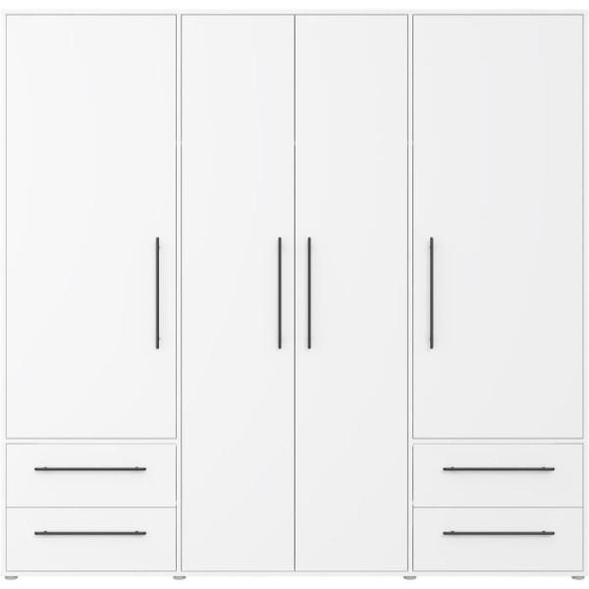 Voir la diapositive 3 : MARKET24 Armoire - Blanc mat - 4 portes battantes - L205,9 x P58,8 x H 200cm - MOKKARIS