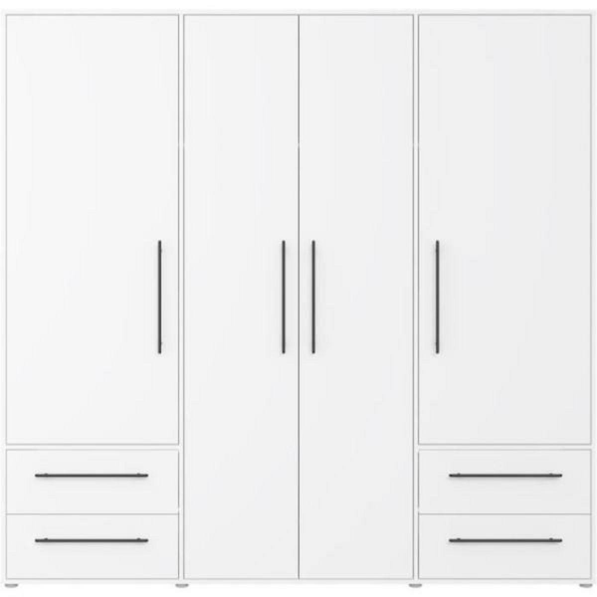 MARKET24 Armoire - Blanc mat - 4 portes battantes - L205,9 x P58,8 x H 200cm - MOKKARIS